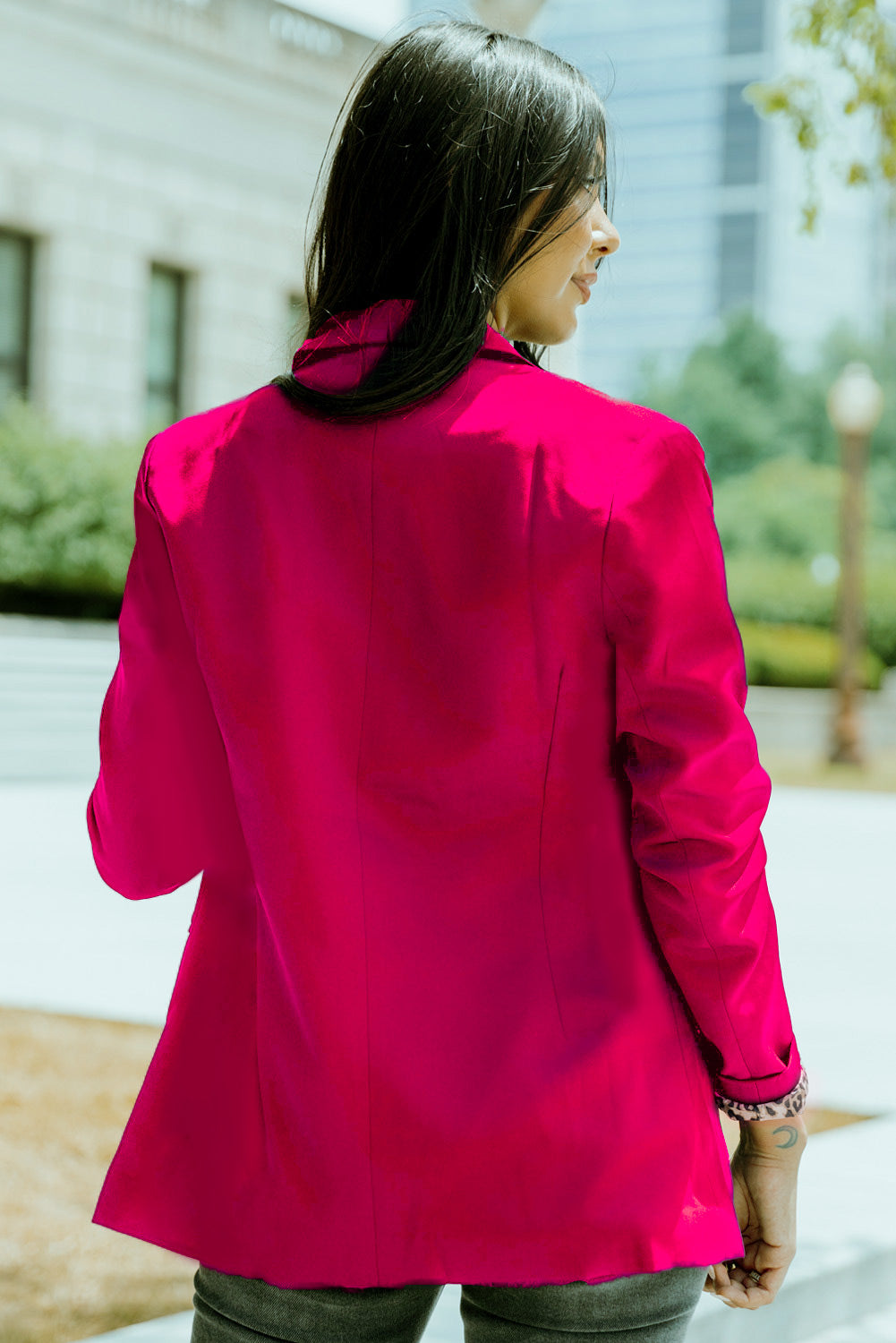 Hot Pink Leopard Print Lining Blazer